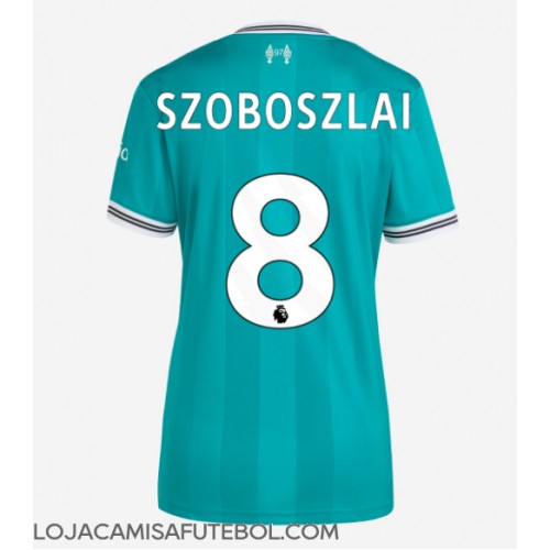 Camisa de Futebol Liverpool Dominik Szoboszlai #8 Equipamento Alternativo Mulheres 2025-26 Manga Curta Camisa de Futebol Liverpool Dominik Szoboszlai #8 Equipamento Alternativo Mulheres 2025-26 Manga Curta